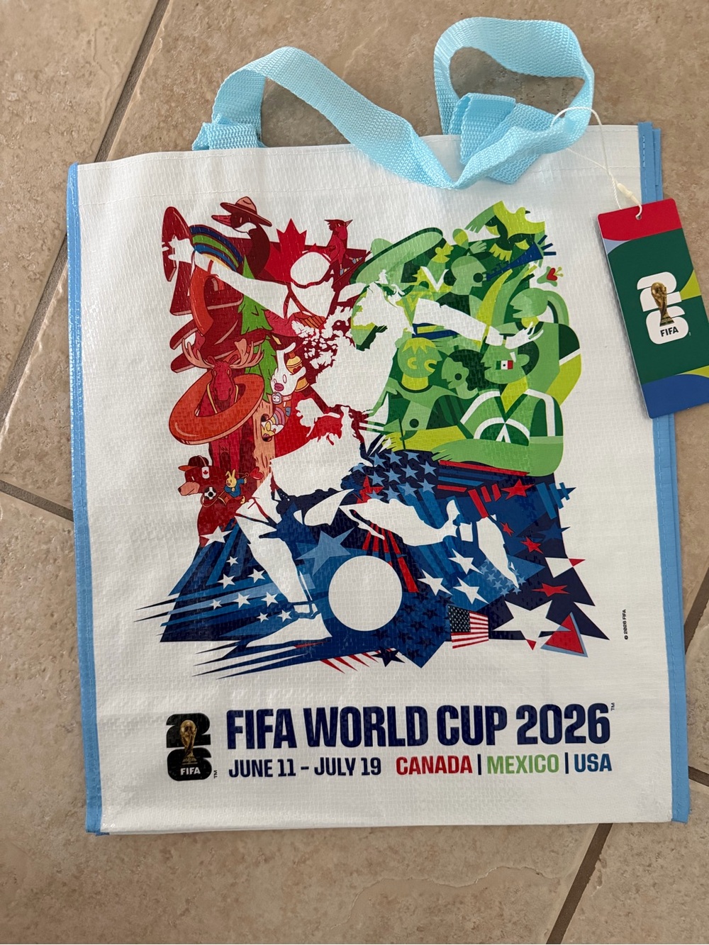 NWT FIFA World Cup ‘26 Canada Mexico USA Graphic Art Reusable Tote Bag